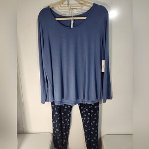 NWT Soma Blue Long Sleeve Pajama Set, Size Large